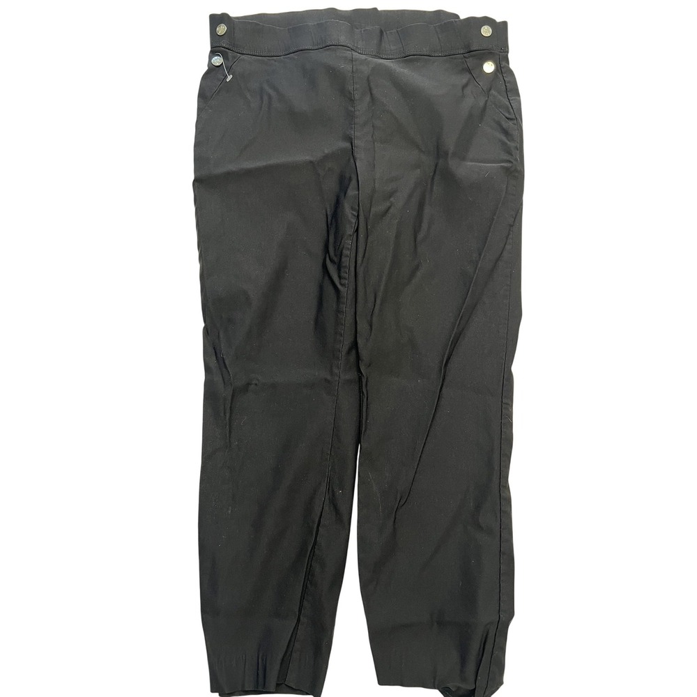 Rafaella Pants Womens 14 Black Pull On‎ Comfort Stretch Elastic Waist Ankle Work